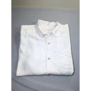 Tommy Bahama Silk shirt Men's XL Cream Hawaiian camp pocket original fit